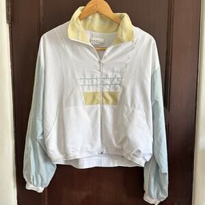 MARCIA | 80s Vintage Pastel Windbreaker \ Full Zip Granny Windbreaker | Large